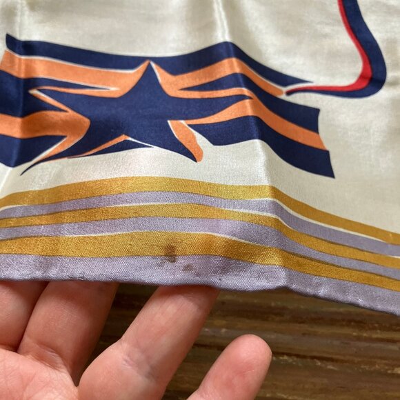 Patrick Stoffel Silk Square Bandana Scarf Celestial Print VintageHair Neck Head - Picture 3 of 9